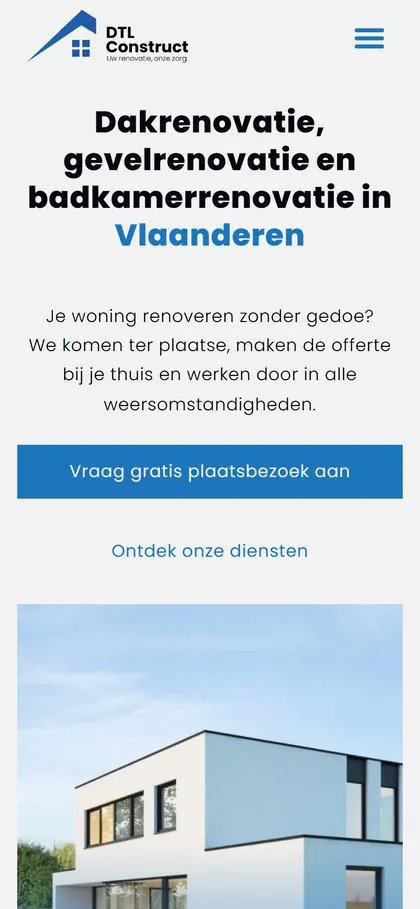 De website van DTL Construct op een gsm