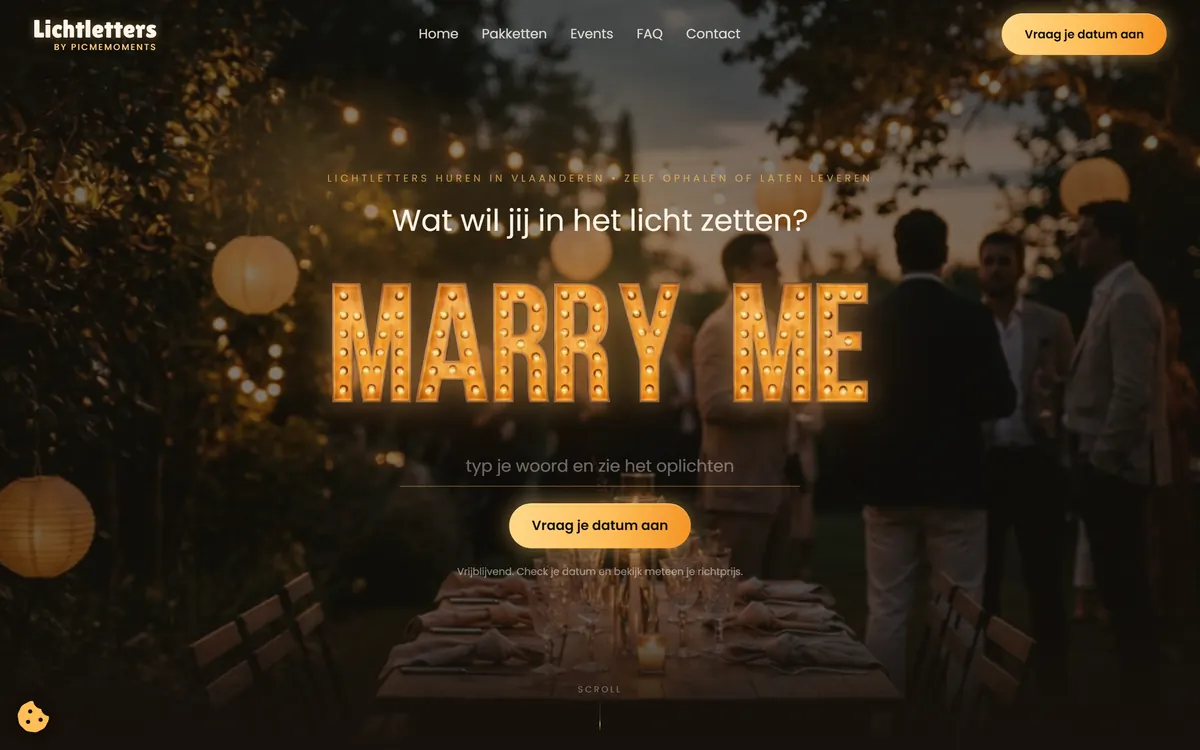 Website van Lichtletters by Picme