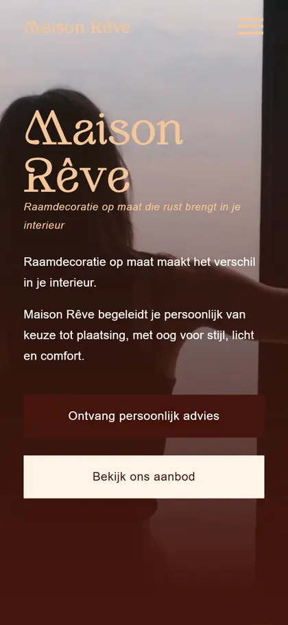 De website van Maison Reve op een gsm